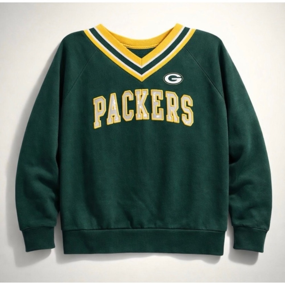 Tommy Hilfiger NFL Green Bay Packers Sweatshirt Sequin Vintage Retro Y2K L